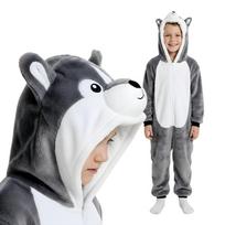 Grey Husky Kigurumi Onesie Costume for Kids 135 - 145Cm gray