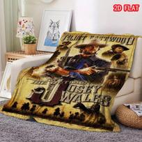 Clint Eastwood The Outlaw Josey Wales Western Cowboy Print Throw Blanket Vintage Movie Flannel Blanket Home Decor 80cm x 120cm black