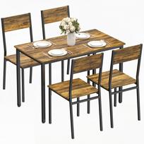Valgomojo stalo komplektas su 4 kėdėmis, virtuvės stalas su kėdėmis 4 žmonėms, metalinės kojos, rustic brown 108 x 60 x 76 cm