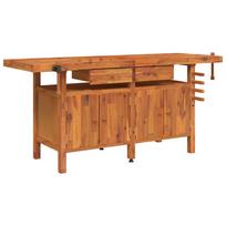 Workbench with Drawers and Bench Vises 192x62x83 cm Acacia Wood