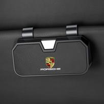 Car Visor Sunglasses Case Holder Clip Goat Eyeglasses Hanger For Porsche Cayenne Panamera Macan Boxster Cayman 718 911 Sticker HF8 black