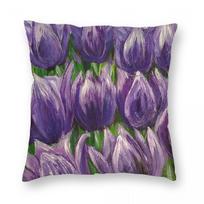 Purple Tulips Flowers Art Oil Painting Square Pillowcase Pillow Cover Cushion Zip Decorative Comfort Throw Pillow for Home Car 30cmx30cm(12x12Inch)