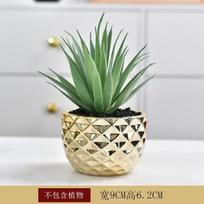Electroplated Golden Ceramic Succulent Flower Pot Home Decor Horticultural Potted Creative Tabletop Plant Pots Floral Utensils (as the picture,Medium) beige