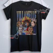 Limited Villanelle Vintage T Shirt Jodie Comer Retro 90's Fans Homage For Woman and Man design long or short sleeves M gray