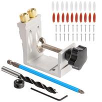 Adjustable Pocket Hole Jig 15 Degree Angle Pocket Dowel Joint Locator Inclined Hole Drill Punch Hole Positioner Woodworking gray