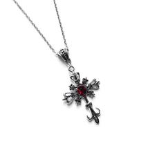 Ornate Silver Gothic Cross Necklace, Gothic Jewelry, Statement Necklace, Cross Pendant, Gift, Classic Goth Necklace, gray