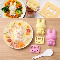 1Set Kitchen Sushi Mold Sandwich Mould Rabbit Rice Ball Mold DIY Bento Onigiri Sushi Mold beige