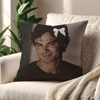 Damon Salvatore The Vampire Diaries Cushion Cover for Pillow Printing Sofa Decoration Home Room Coffee Office Nordic Simplicity 30cmx30cm(12x12Inch) black