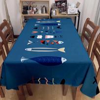 1pc Bohemian Sardine Pattern Tablecloth, Polyester Tablecloth, Rectangular Table Cover, Modern Home Decor 54*72inch(137cm*183cm） blue