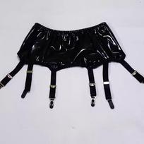 Gotikinis Punk PVC Šlapios Odos Keliaraištis Diržas Su Metalinėmis Sagtys Kojinėms Moterims Seksualus Aliejingas Blizgus Striptizo Klubas vakarėlio Aksesuaras M black