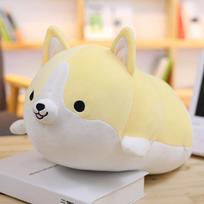 35~60Cm Squishy Corgi Plush Toy Stuffed Lying Brown Yellow Grey Dog Puppy Animal Pillow Sleeping Companion Man Gift 35cm
