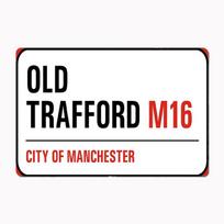 Old Trafford gatvės ženklas Metalinis ženklas Plakatas Garažo kambario dekoras Automobilių klubas Individualus skardinis Vintažinis namų dekoras 20x30cm（7.8x11.8inch）