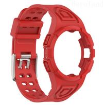 2in1 Strap For Samsung Galaxy Watch FE 6 5 4 40MM Smart Wristband 20mm WatchBand Silicone Bracelet belt Transparent Band&case Galaxy FE 6 5 4 40MM raudona