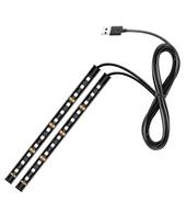 HTharros LED juosta 2 vnt. USB automobilio salono apšvietimas Balta lemputė Automobilio kojų apšvietimas Apšvietimo dekoracija Automobilis W_USB2 USB balta