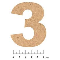 Earth & Bois Créations - Adhesive MDF wooden number 7.5cm Number 3 ruda