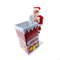 Climbing Chimney Santa Claus Desktop Ornament Moves up and Down Funny Christmas Electric Toy for gray