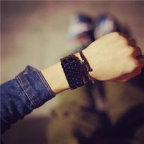 Fashion Digital Lava LED Mirror Wrist Watch Titanium Alloy Men Women Sport Watches beige