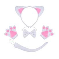 Katės uodegos kostiumas su katės ausų lankeliu, pirštinėmis, sijonu ir peteliške Helovino katės mergaitės kostiumas vaikui, moteriai, mergaitei Cosplay pink