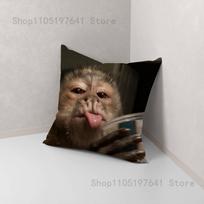 Funny Cute Monkey Emoji Pillow Case For Sofa Decor Car Office Room Printing Cushion Cover Decorations and Protector 12x12Inch gray