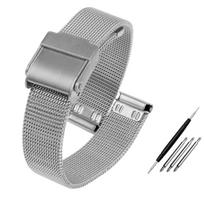 High Quality Mesh Watch Band Watch Milanese Wristband 12mm13mm 14mm15mm16mm17mm18mm 20mm 22mm Men Women Steel Watch Strap Tools 17mm gray