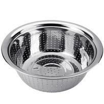 Stainless Steel Holes Washing Rice Sieve Strainer Fruits Vegetable Drain Bowl 30cm sidabras