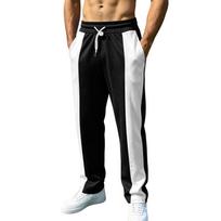 Men’s Loose Fit Jogger Pants with Stitching Drawstring Waistband and Wide Leg Design for Sports and Casual Wear L