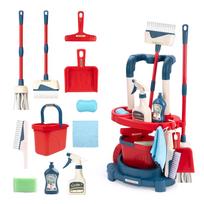 Premium-Quality 12Pcs/Set Youngsters High-Standard Cleaning Collection Kit Superior-Grade With Top-Grade Handcart Top-Grade Simulated Top-Grade