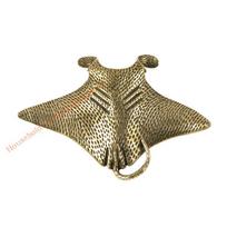 Carving Brasses Manta Ray Miniature Sculpture Chinese Antique Fengshui Figurine for Home Office Decoration Ornament Gift beige