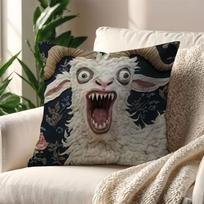 Vikama Weird Goat 2D Pillowcase, Humorous Pattern Sofa Decoration, Office And Car Cushion Cover, Home Decoration Peach skin 18*18(CM)-1Pcs black