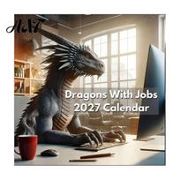 Decorative Office Calendar 2027 Wall Calendar, Monthly Planner with Metal Twin-Wire Binding for Traditional Style Easy Page Turning And Time A black
