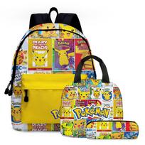 Pikachu Backpack Lunch Bag Pencil Case Set Kids Student Bag