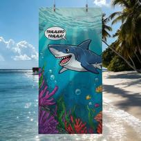 Interesting Cartoon Shark Tralalero Tralala Quick Drying Beach Towels Are Suitable For Swimming Pools Camping Yoga And The Gym 70cm×140cm blue