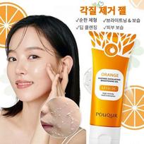 POUQUR Orange Enzyme Peeling Gel Face & Body Exfoliator Hypoallergenic Smooth Skin Texture Brightening Gel, 100g, 2 pcs black