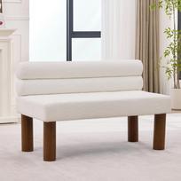 Oversized Modern Minimalist Bench, Armless Design, Wood Frame – Ideal for Dining Room/Bedroom/Entryway 116 x 59 x 72 cm smėlis