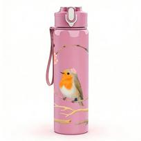 1PC Branch Robin Bird Wreath 750ml Color Plastic Sports Water Bottle Leakproof Flip Straw Lid Suitable for Sports Office Home Use Pack of 1 tamsiai mėlyna spalva
