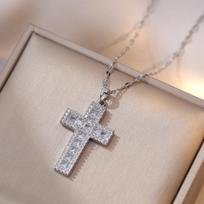 Fashionable Colorful Sacred Cross Pendant Necklace Gives Women A Sense of Light Luxury and Niche Design
