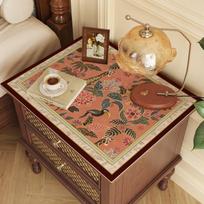 American Retro Bedside PVC Mat Woven Waterproof And Oil-proof Non-slip Light Luxury Bedside Table Mat Simple Household Cup Mat 35x45cm brown