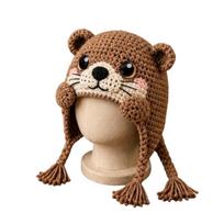 Adorable Animal Hood Knitting Hat Warm Dragon Wolf Frog Hat Cosplay Crochet Cat  Holiday Present Style 8