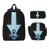 Avatar Aang Arrow Backpack Boys Girls BookBag School Bag Shoulder Bags 3ps Insulated Lunch Bag Pencil Case One Size white