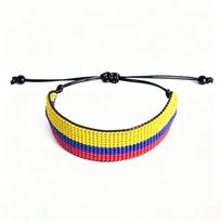 Cross-border Fashion National Flag Woven Bead Bracelet - Handmade, Adjustable, Ethnic Design for World Cup 16.5-28CM yellow