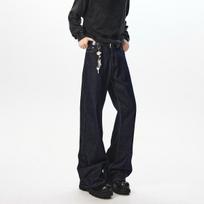 Rascally Cool Raw Denim Micro Flare Pants Triple Extra Large (XXXL) black