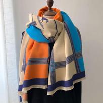 Madingas žieminis šiltas kašmyro šalikas-šalis moterims, dizainerio kaklaskarė, pašmina, galvos šalikai, apvyniojamas šalikas, moteriška bandana blue