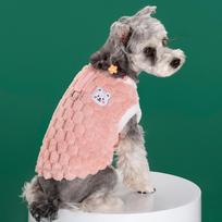 Checkered Ladybug Fleece Dog & Cat Clothes for Autumn/Winter Small gray