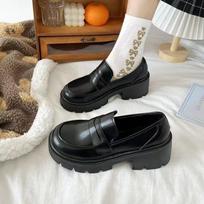 Moteriški Marry Jane Lofo batai Pavasaris Ruduo Punk Platforminiai batai Užsisegami Lofo batai Mada PU Odiniai batai Moteriški plokščiapadžiai Juodi 35 juoda