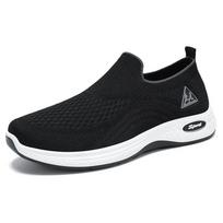 New Men's Non-slip Anti-shock Non-tired Feet Anti-odor Casual Sneakers-breathable Mesh Soft Sole Home and Outdoor Comfortable Wearing 39 black