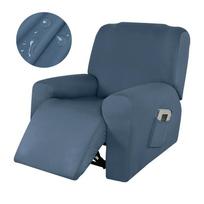 1/2/3/4 Seater Recliner Waterproof Stretch Armchair Reclining Sofa Slipcover Relax Chair Covers Adjustable 1 Seater gray