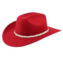 Classical Western Trend Rhinestones Accented Cowboy Hats Breathable Woolen Ideal For Daily Wear And Event juoda