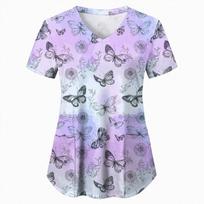 Sveikatos priežiūros uniforma Slaugytoja Klinika Slaugos drugelis Darbo drabužiai Ligoninės marškinėliai Trumpomis rankovėmis palaidinė Priežiūros darbuotoja Dirbančios moterys Medicininis S gray