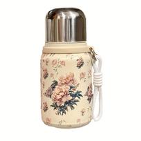 1pcs 316 Stainless Steel Vacuum Insulated Cup with Lanyard Large Capacity Portable Delicate Tea Infuser for Travel Home 400ml beige