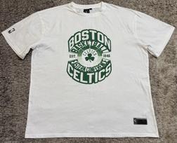 Boston Celtics NBA Tee T Shirt White Cotton Basketball Mens Size L VGC S gray